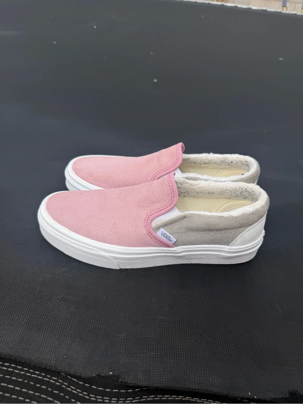 Women’s size 8 Vans Slip-On Suede Sneakers - Pink and Gray